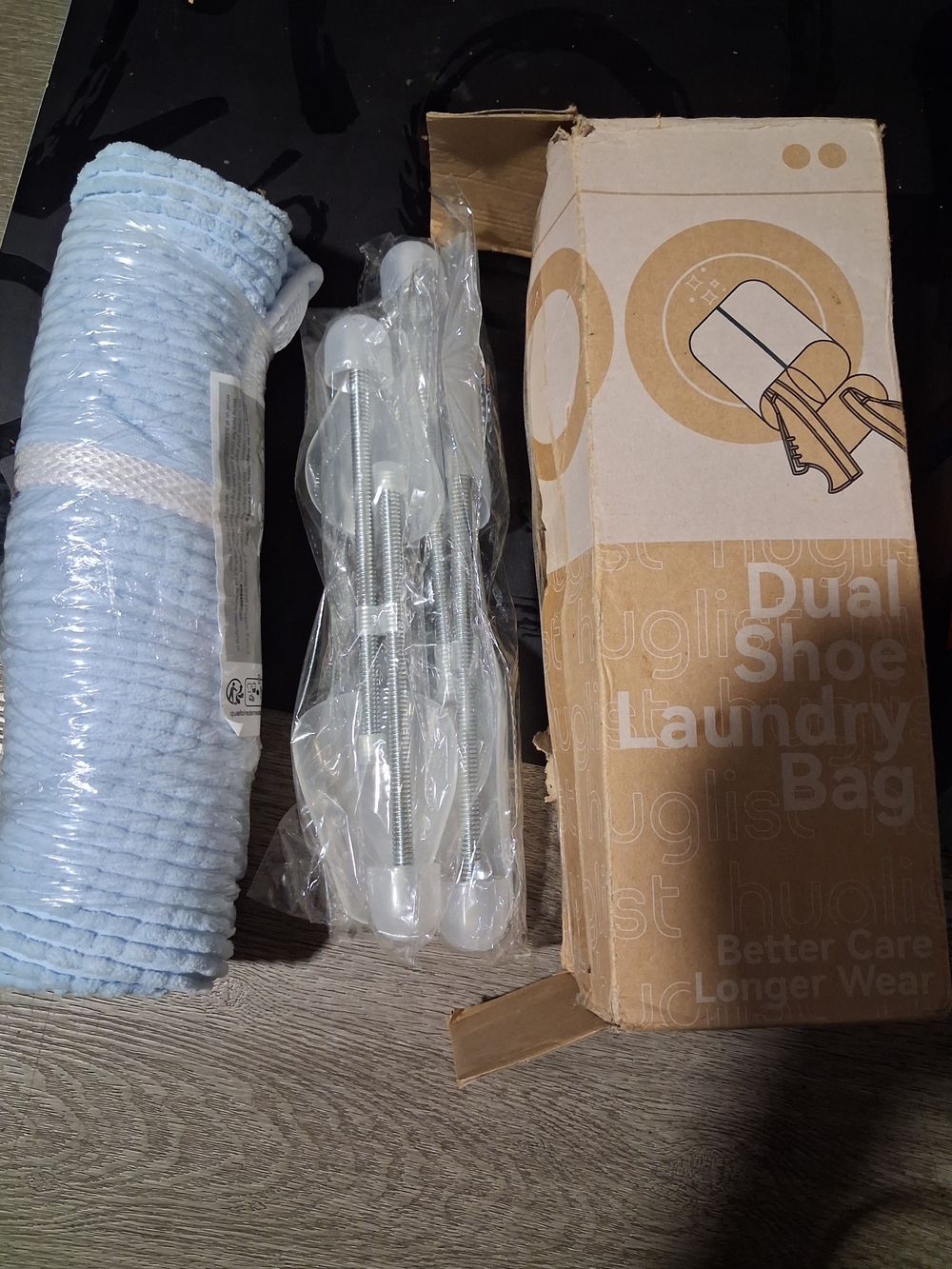 Dual Shoe Laundry Bag Set - Light Blue Roll & Hardware